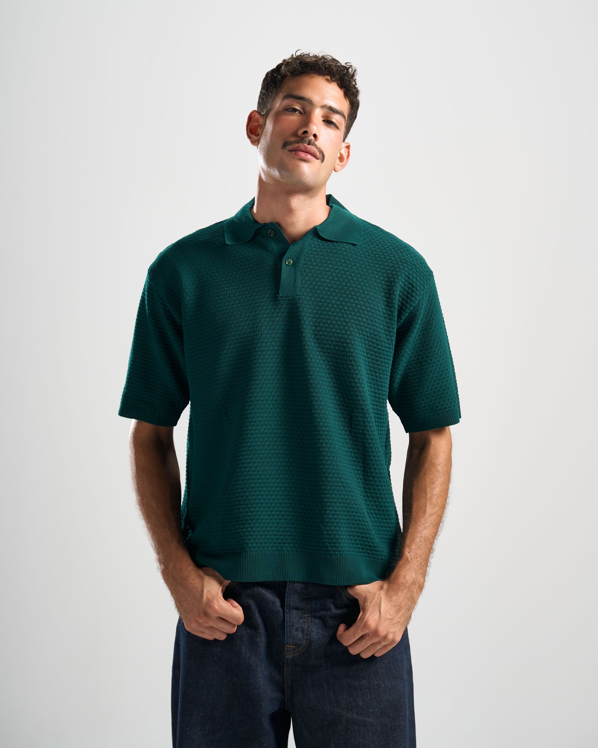Green Hunter Ribbed Polo