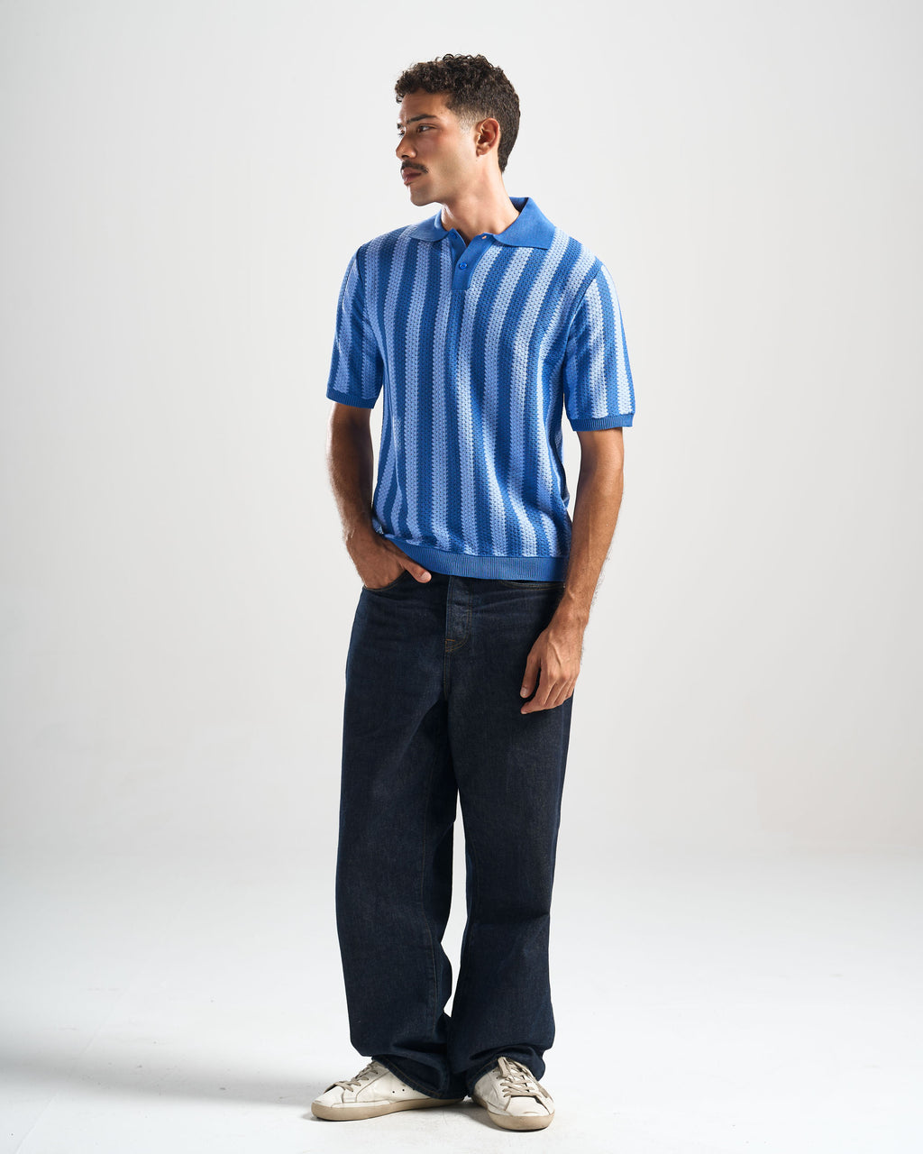 Blue Retro Wave Polo