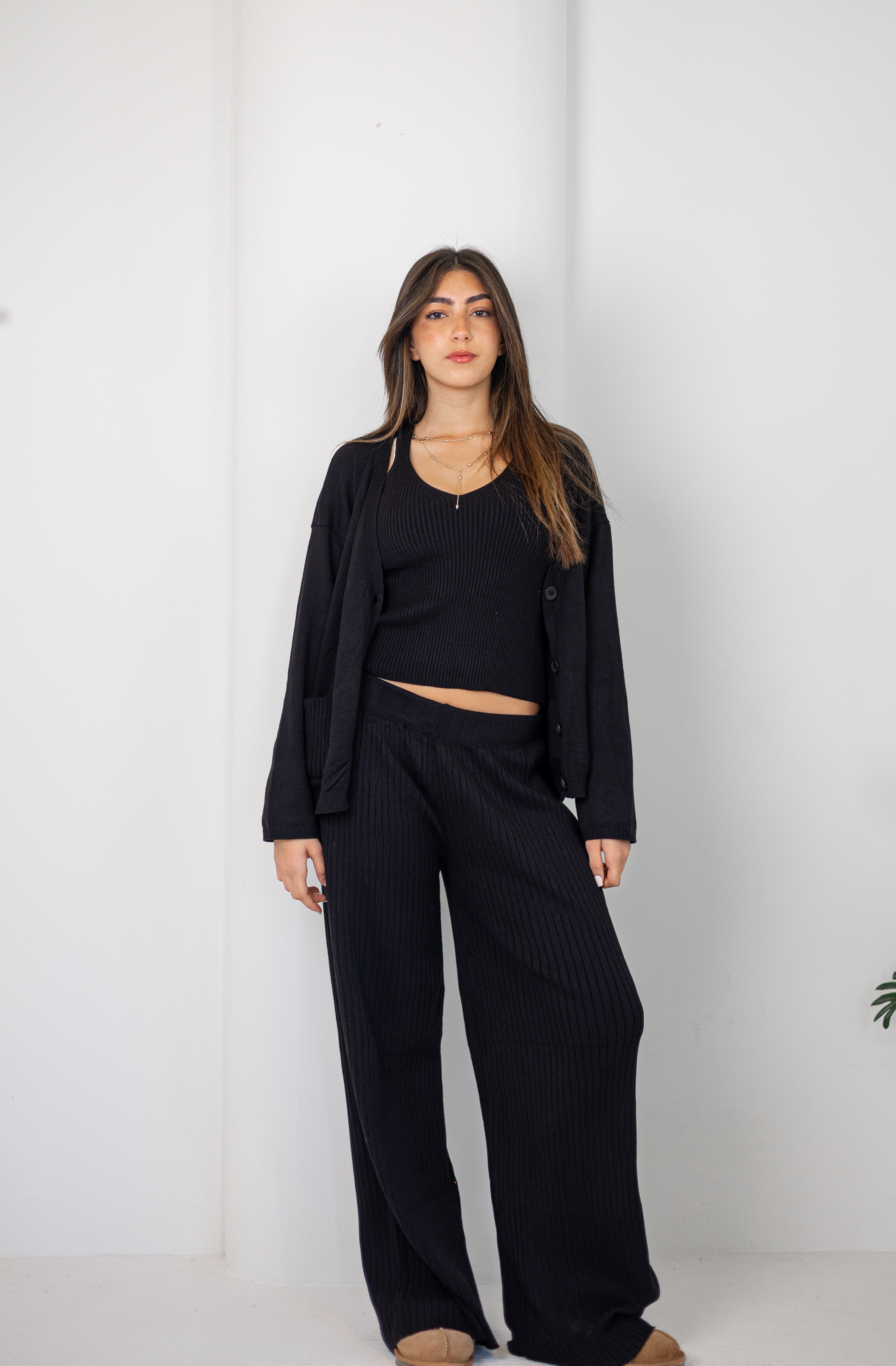 Midnight Black Knitted 3 Piece Set