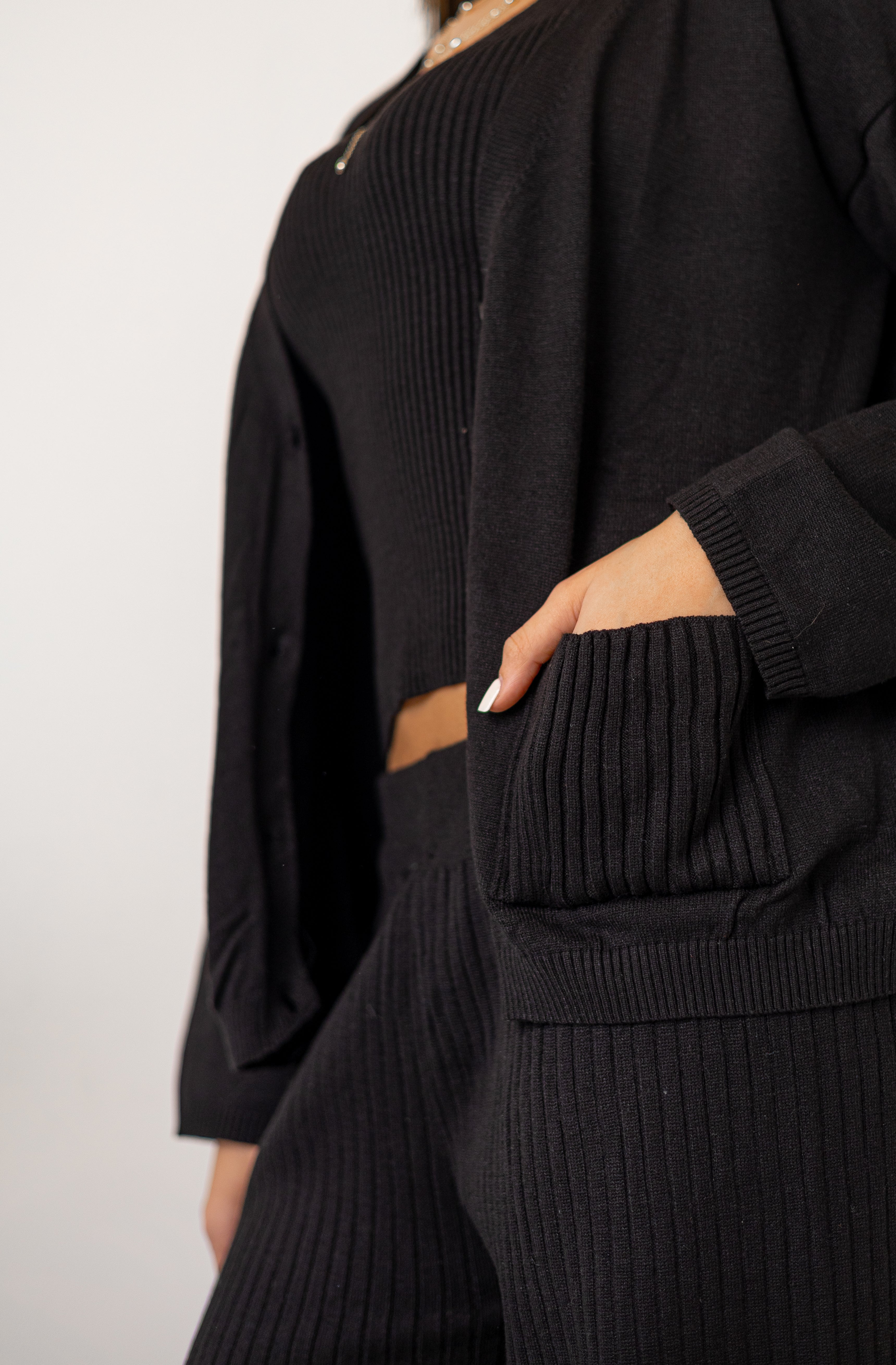 Midnight Black Knitted 3 Piece Set