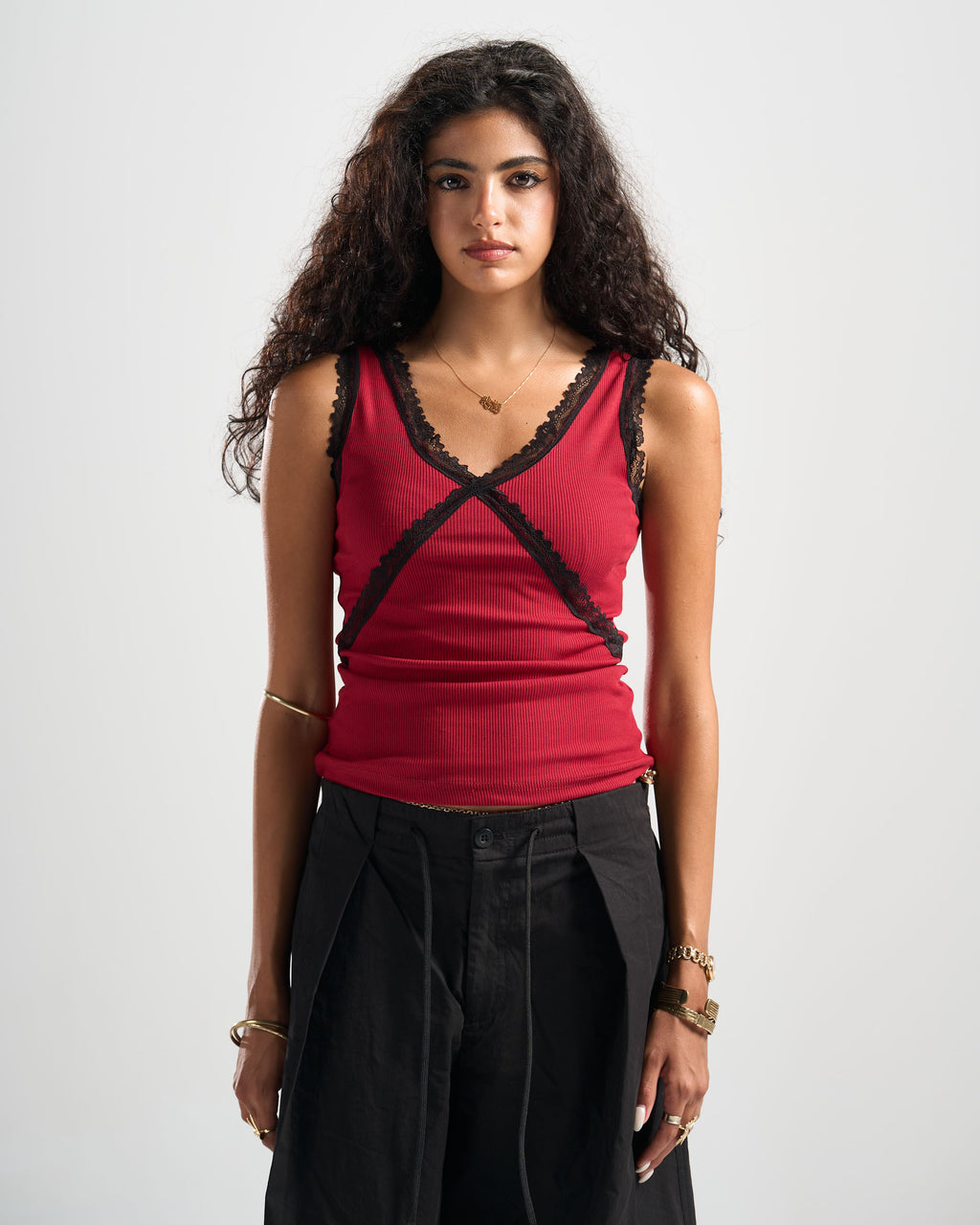 Red Celestial Lace Top