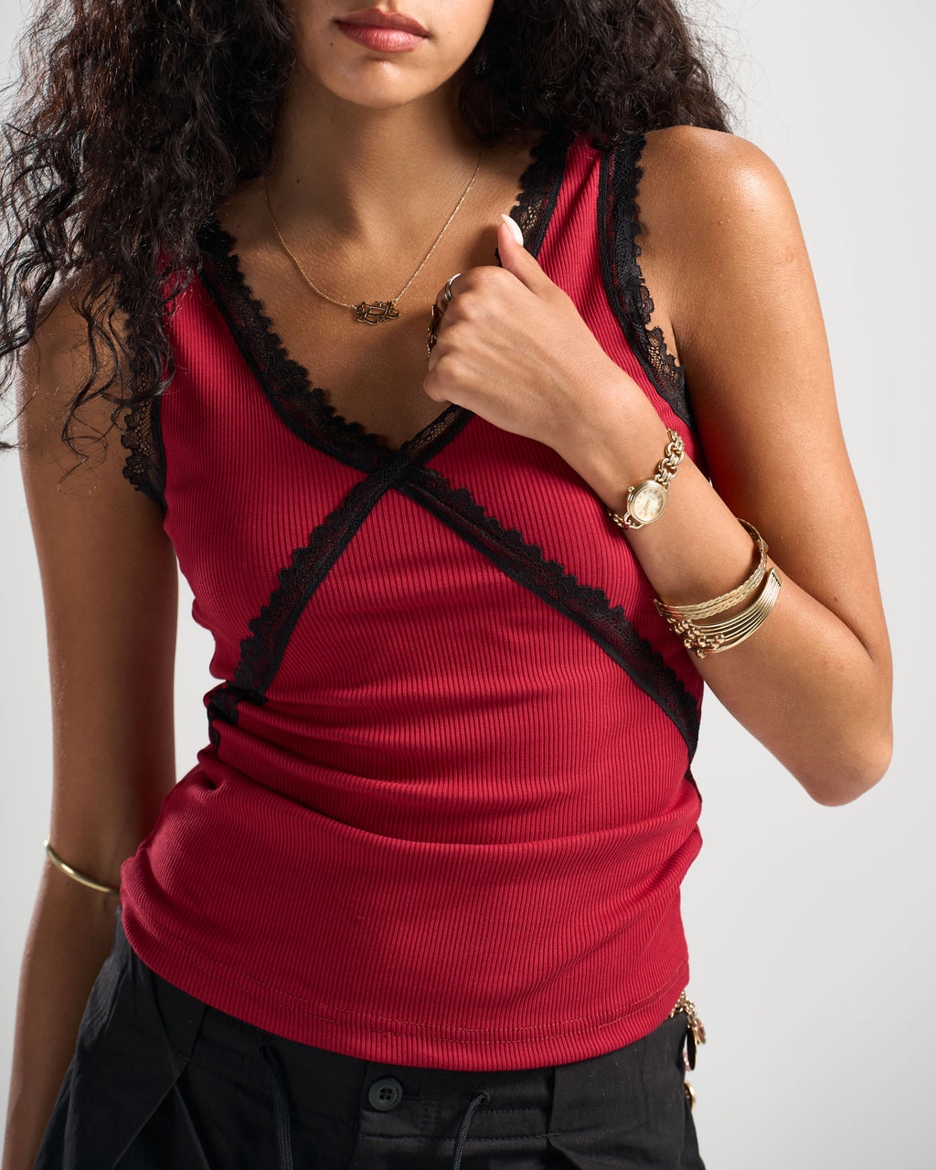 Red Celestial Lace Top
