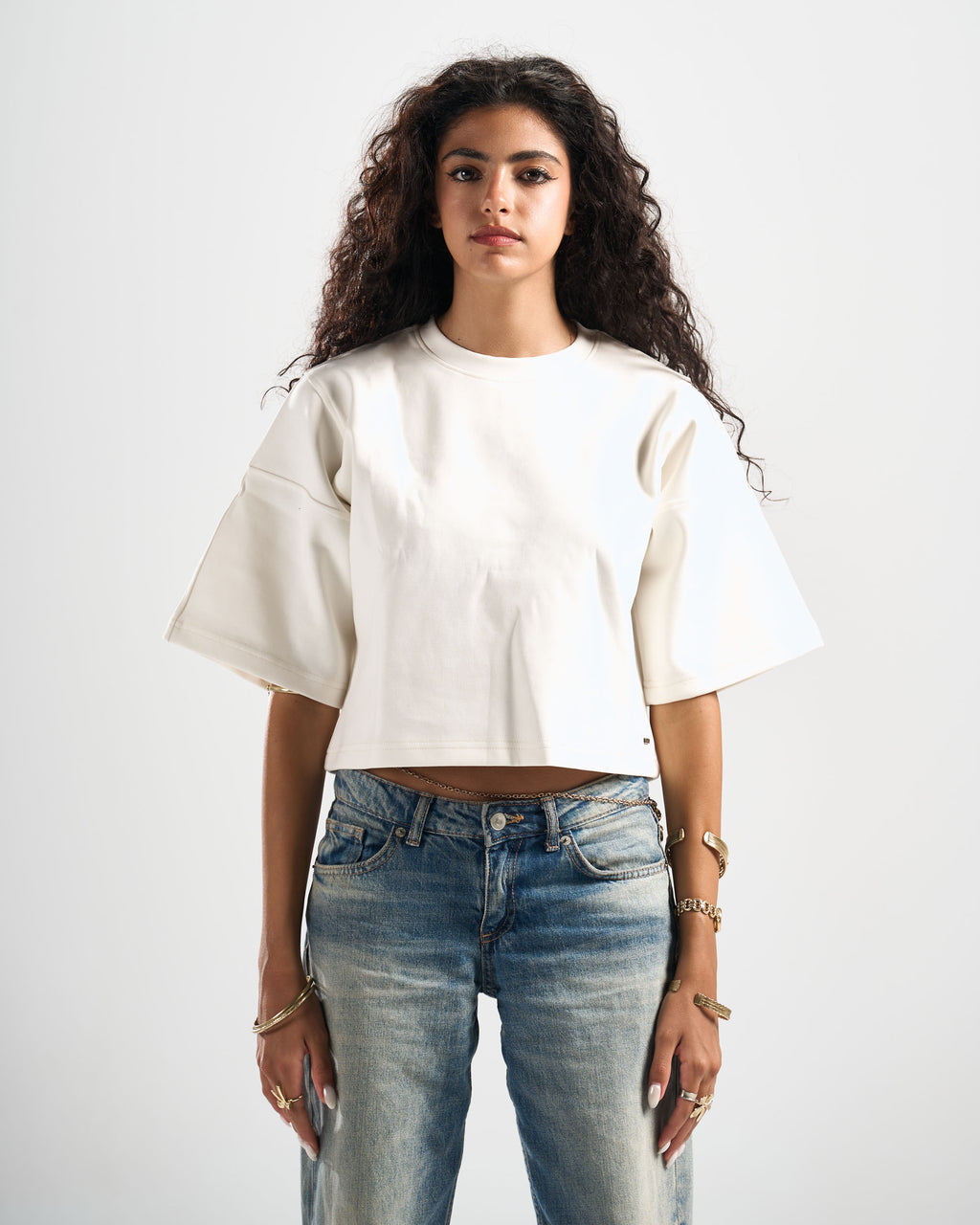 White Signature Cropped Tshirt