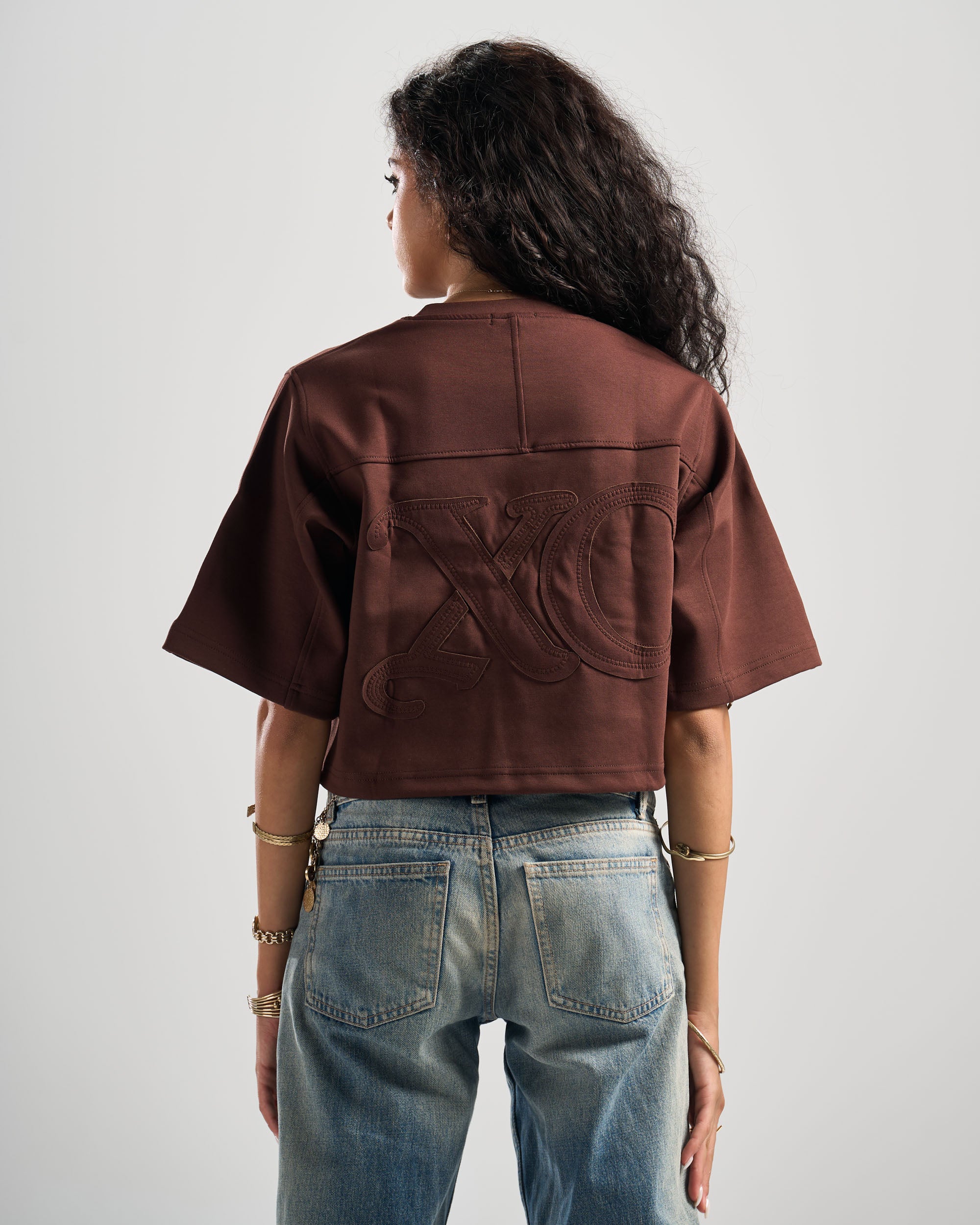 Brown Signature Cropped Tshirt