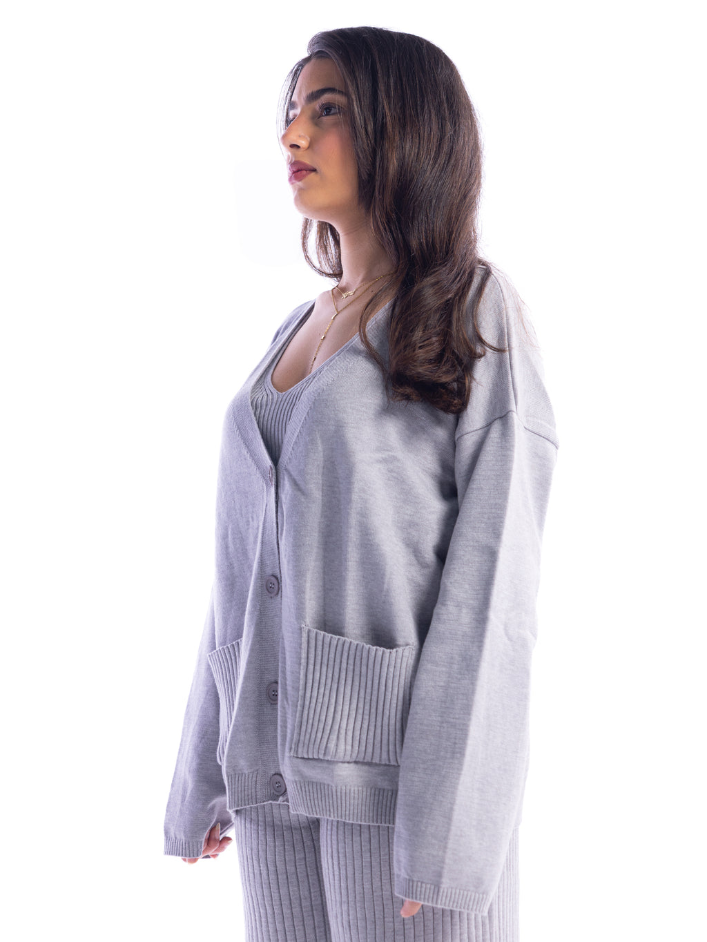 Pearl Grey Knitted 3 Piece Set