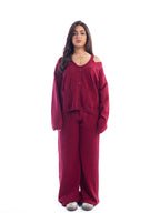 Velvet Burgundy Knitted 3 Piece Set