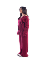 Velvet Burgundy Knitted 3 Piece Set