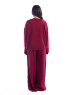Velvet Burgundy Knitted 3 Piece Set