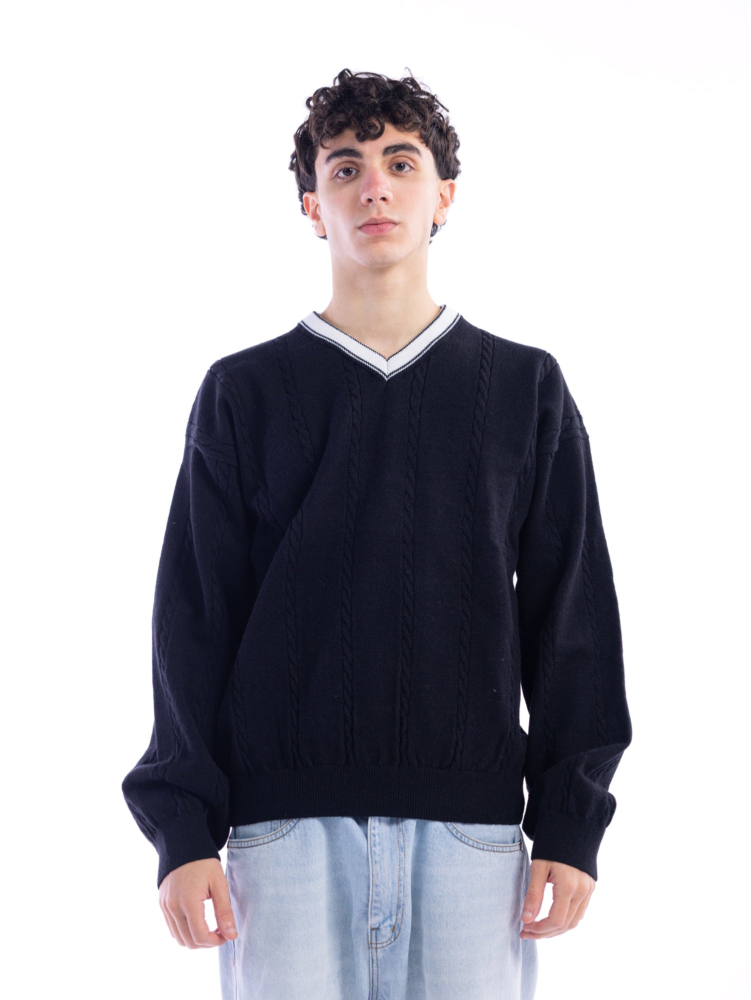 Black Braided Sweater