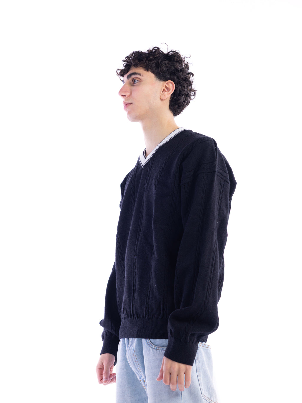 Black Braided Sweater