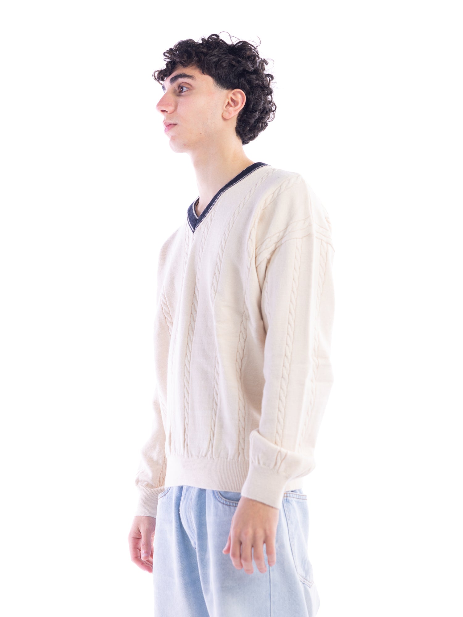 Cream Braided Sweater