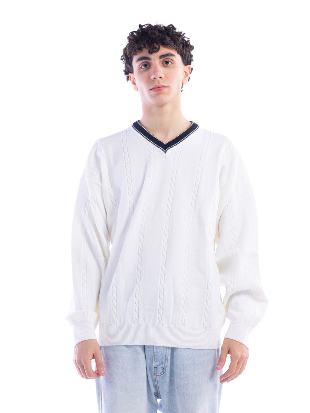 White Braided Sweater