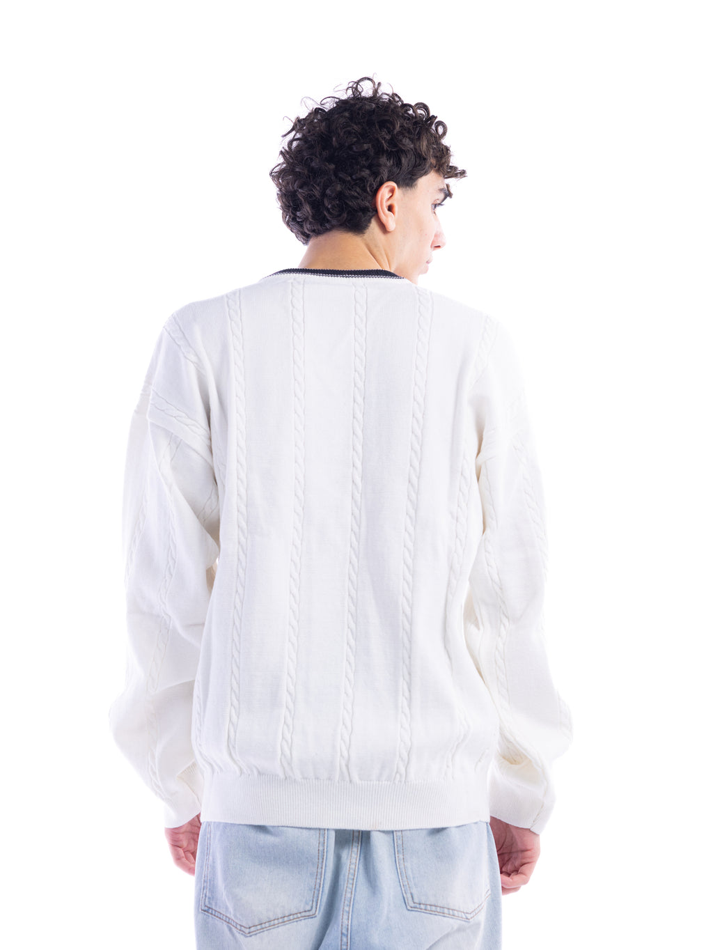 White Braided Sweater