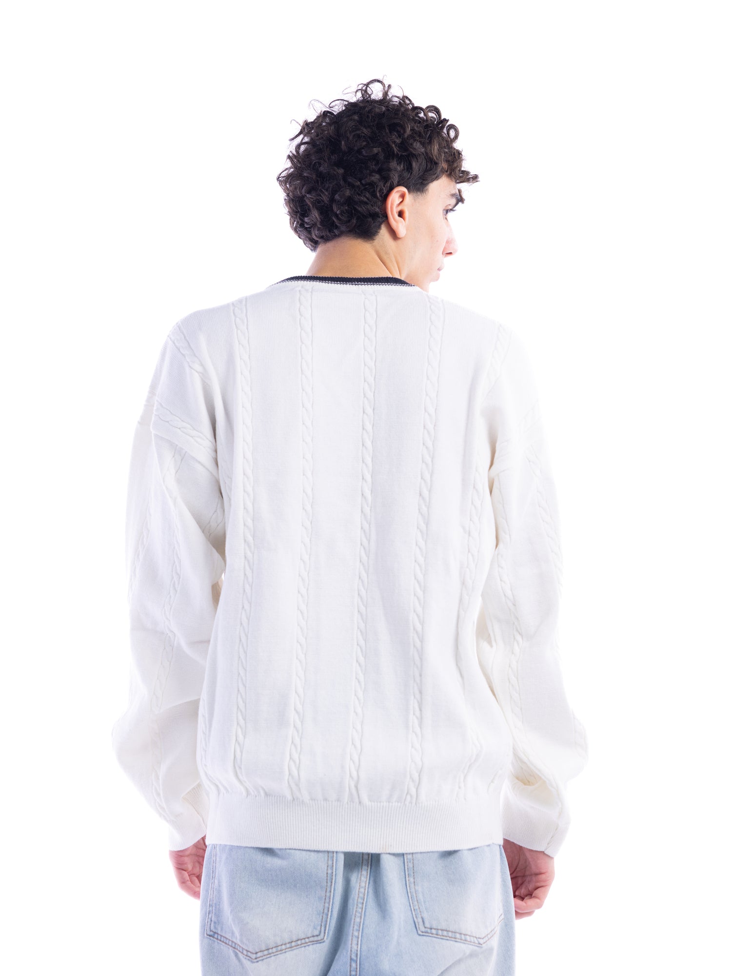 White Braided Sweater