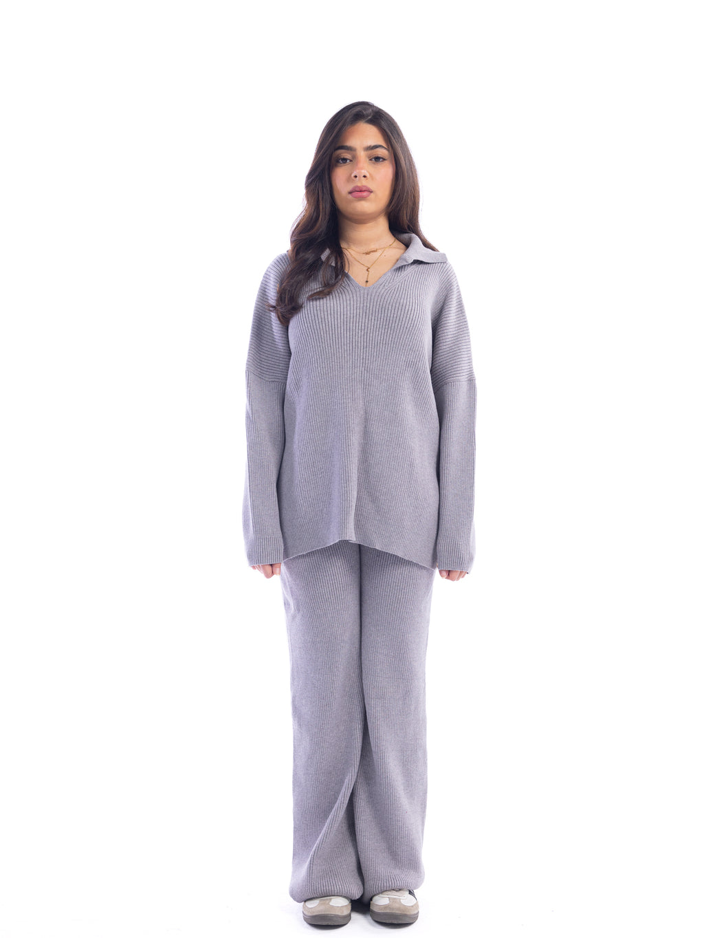 Pearl Grey Knitted 2 Piece Set