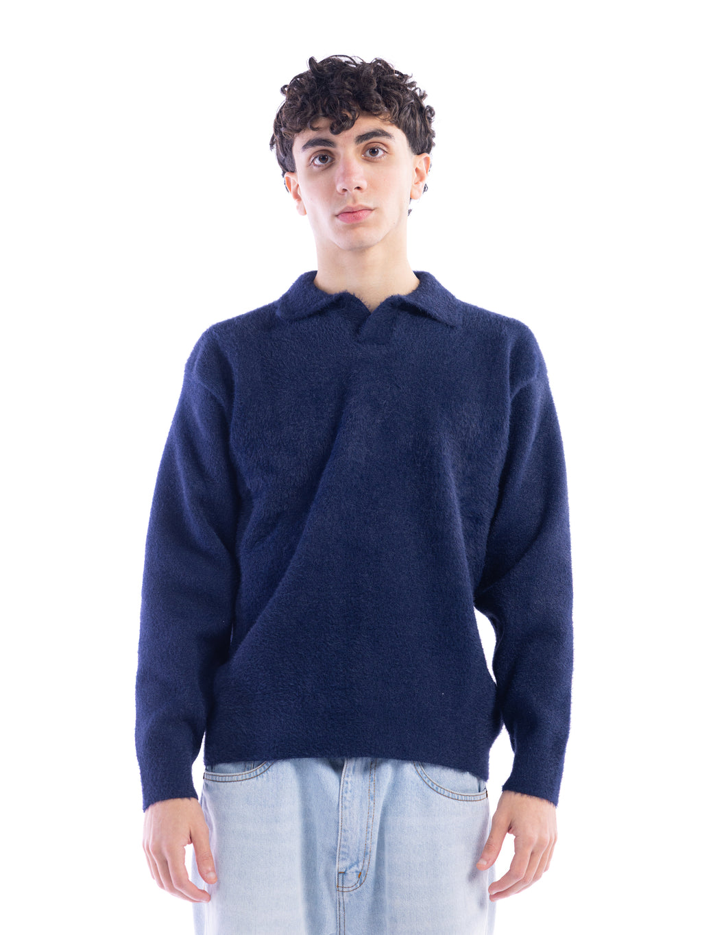 Navy Blue Mohair Polo