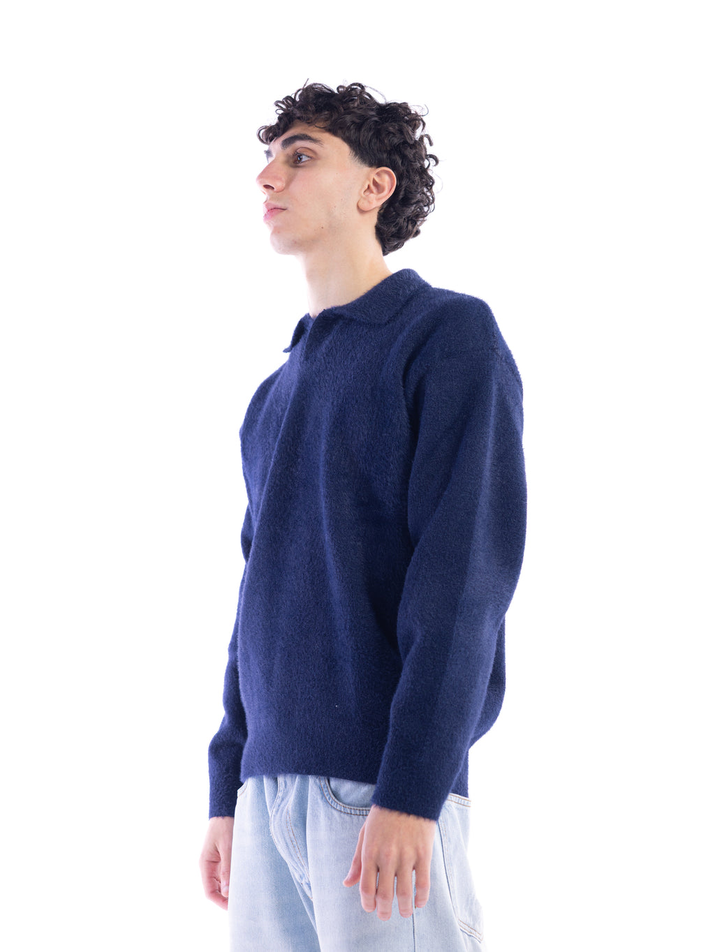 Navy Blue Mohair Polo