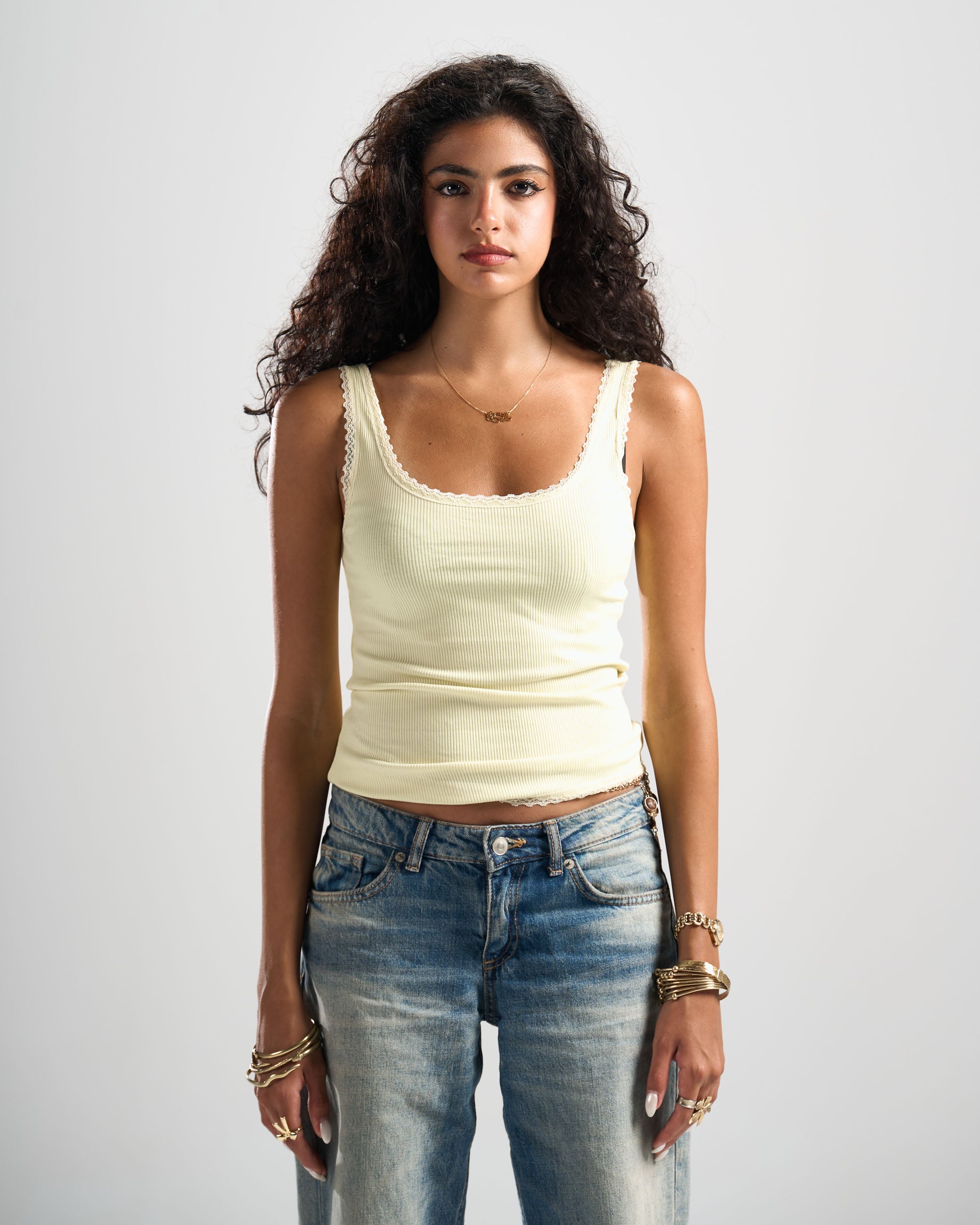 Butter Yellow Dawn Lace Top
