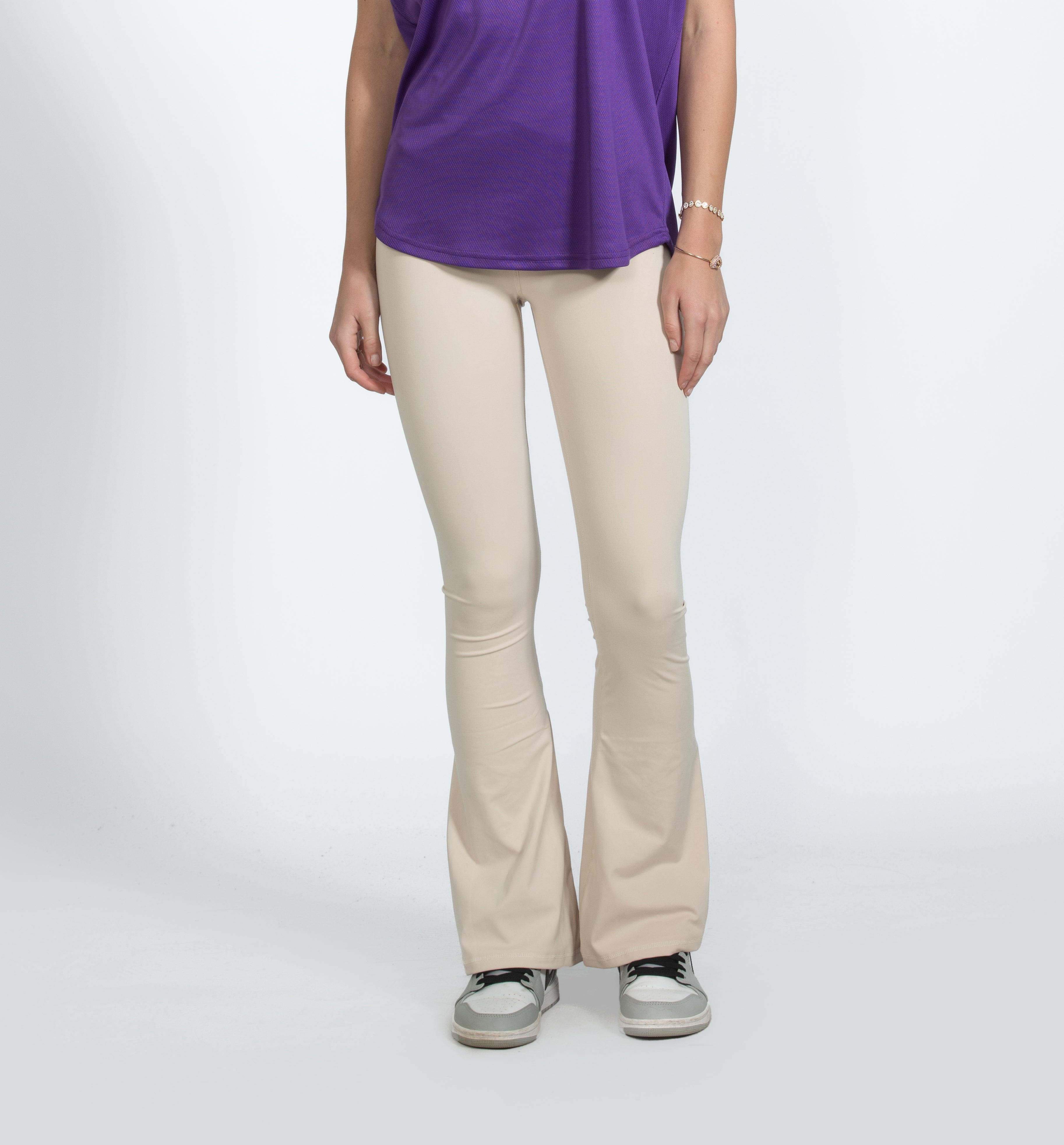Cream Beige Criss Cross Yoga Pants