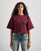 Burgundy Signature Cropped Tshirt