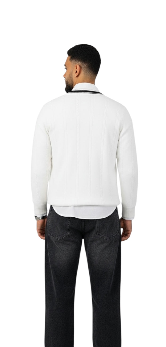 White Braided Sweater