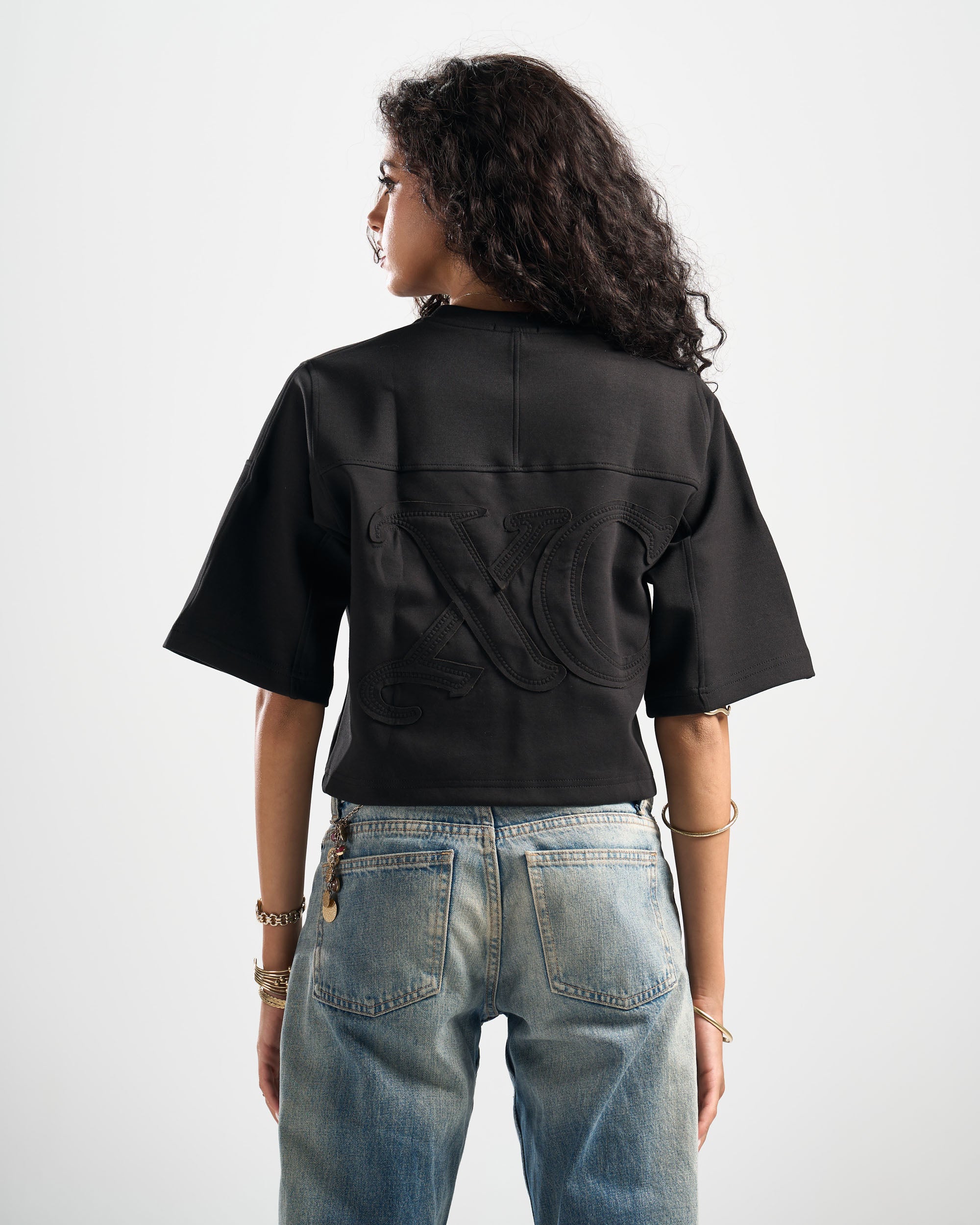 Black Signature Cropped Tshirt