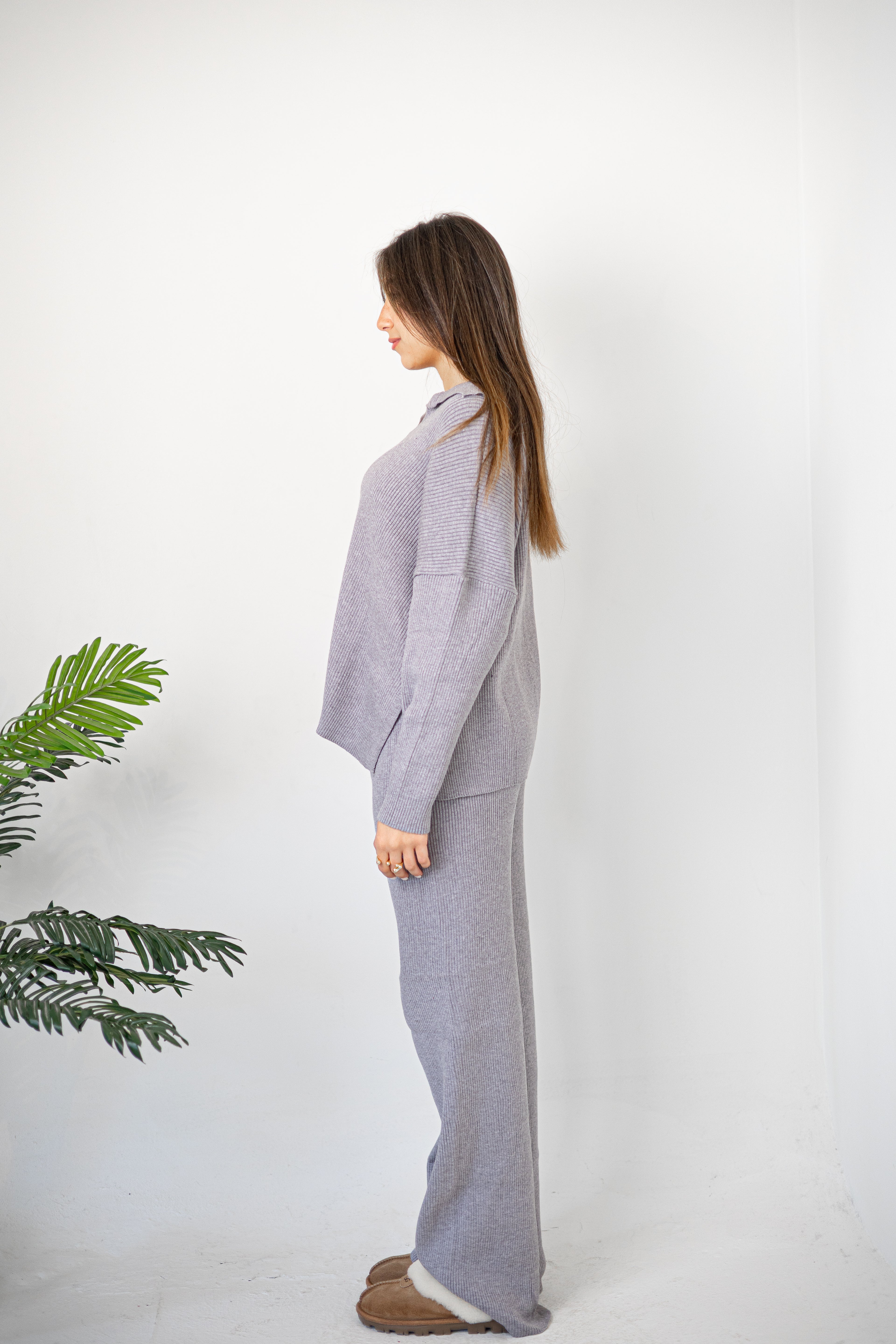 Pearl Grey Knitted 2 Piece Set