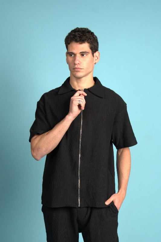BLACK ZIP-UP SHIRT XC 500