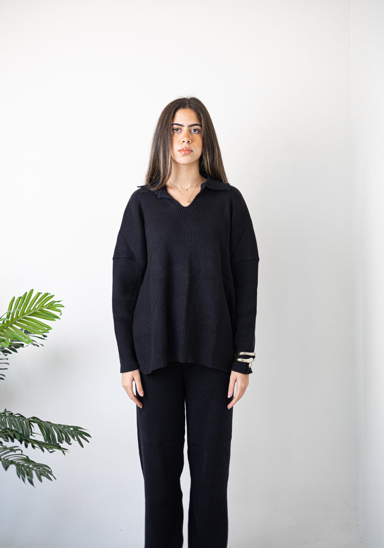 Midnight Black Knitted 2 Piece Set