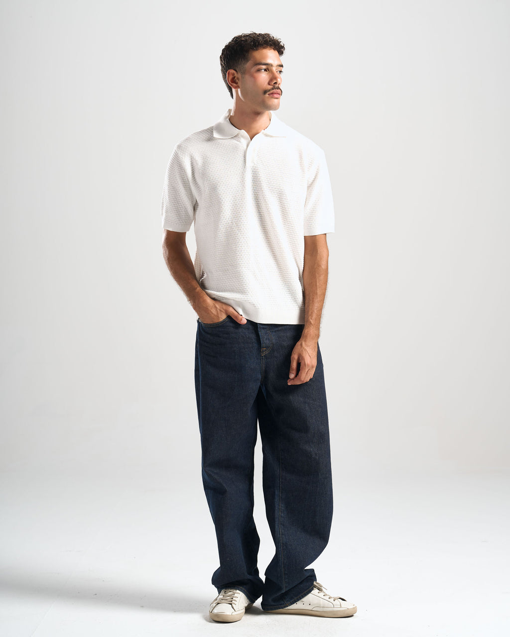 White Hunter Ribbed Polo