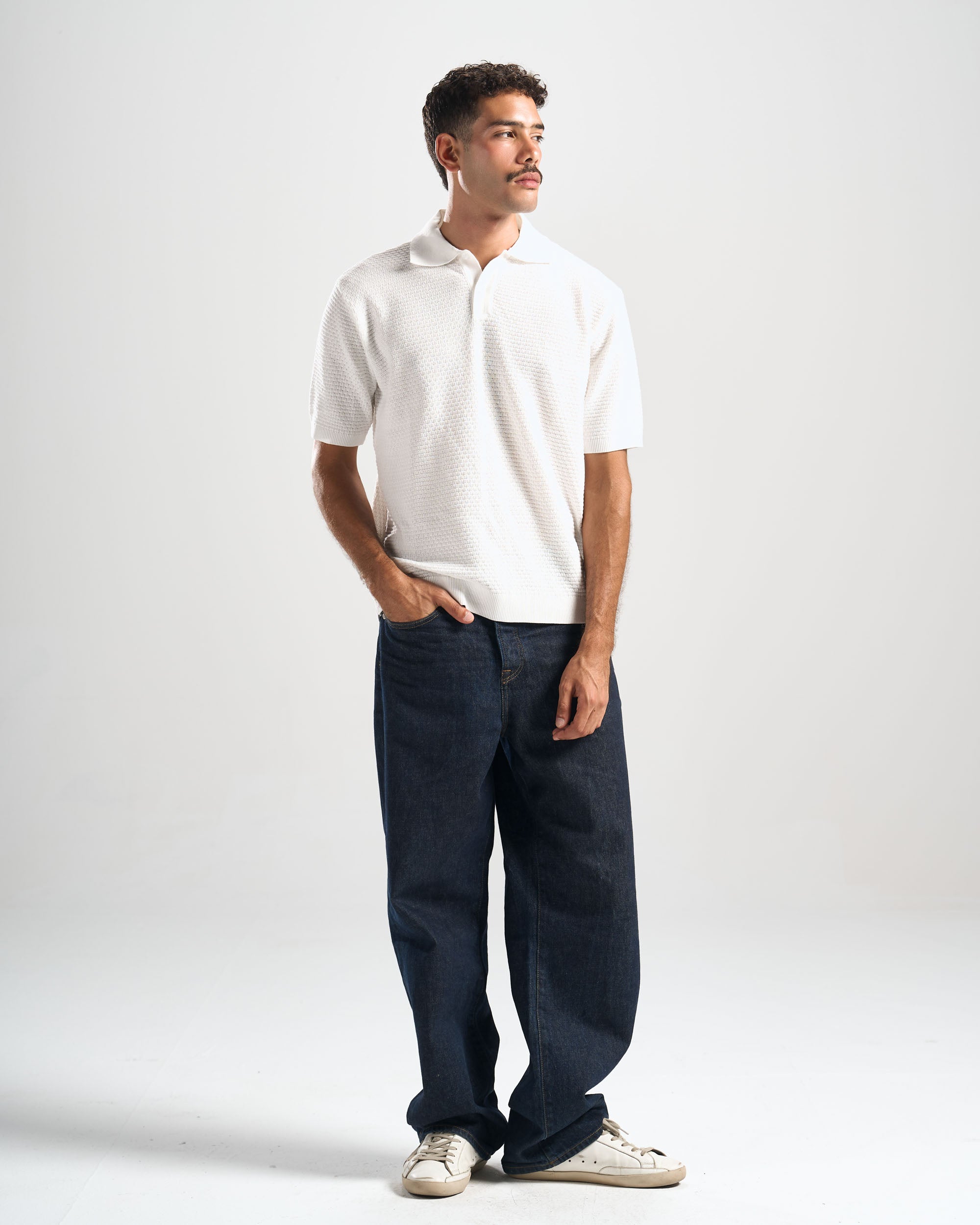 White Hunter Ribbed Polo