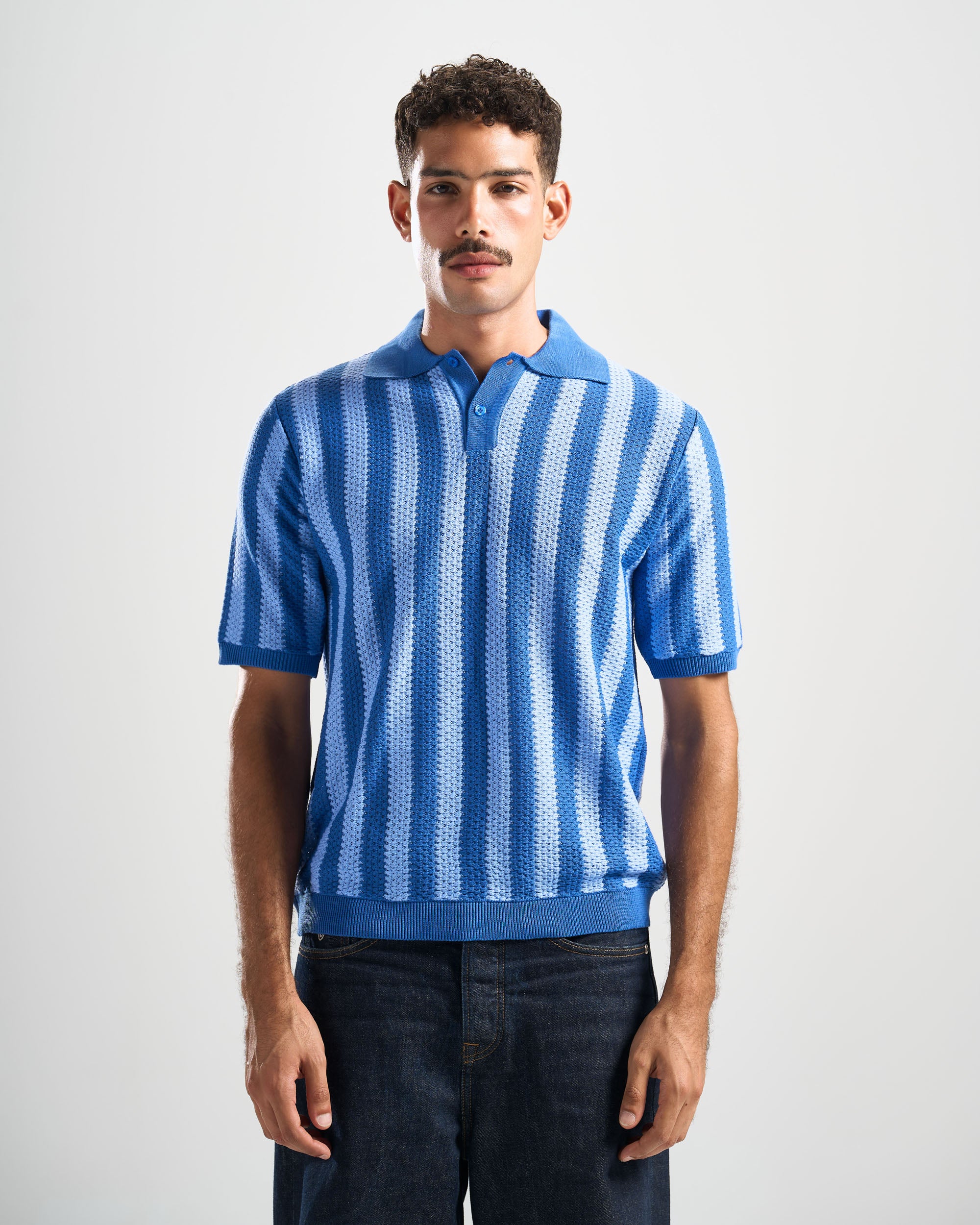 Blue Retro Wave Polo