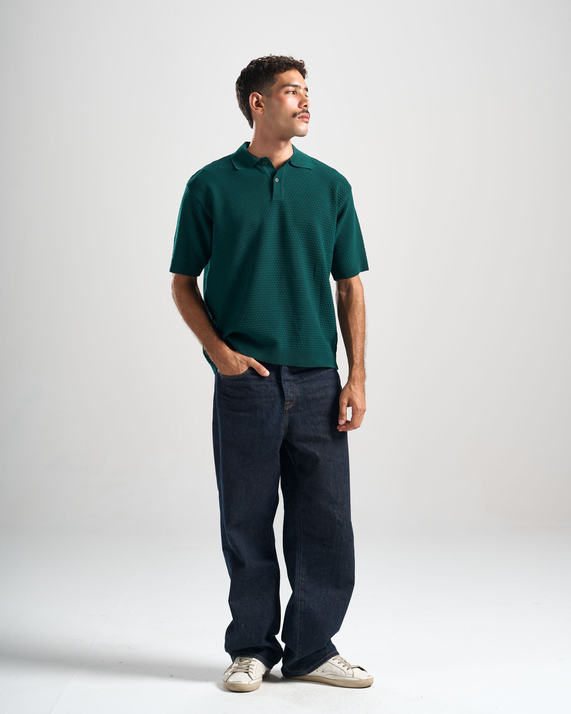 Green Hunter Ribbed Polo