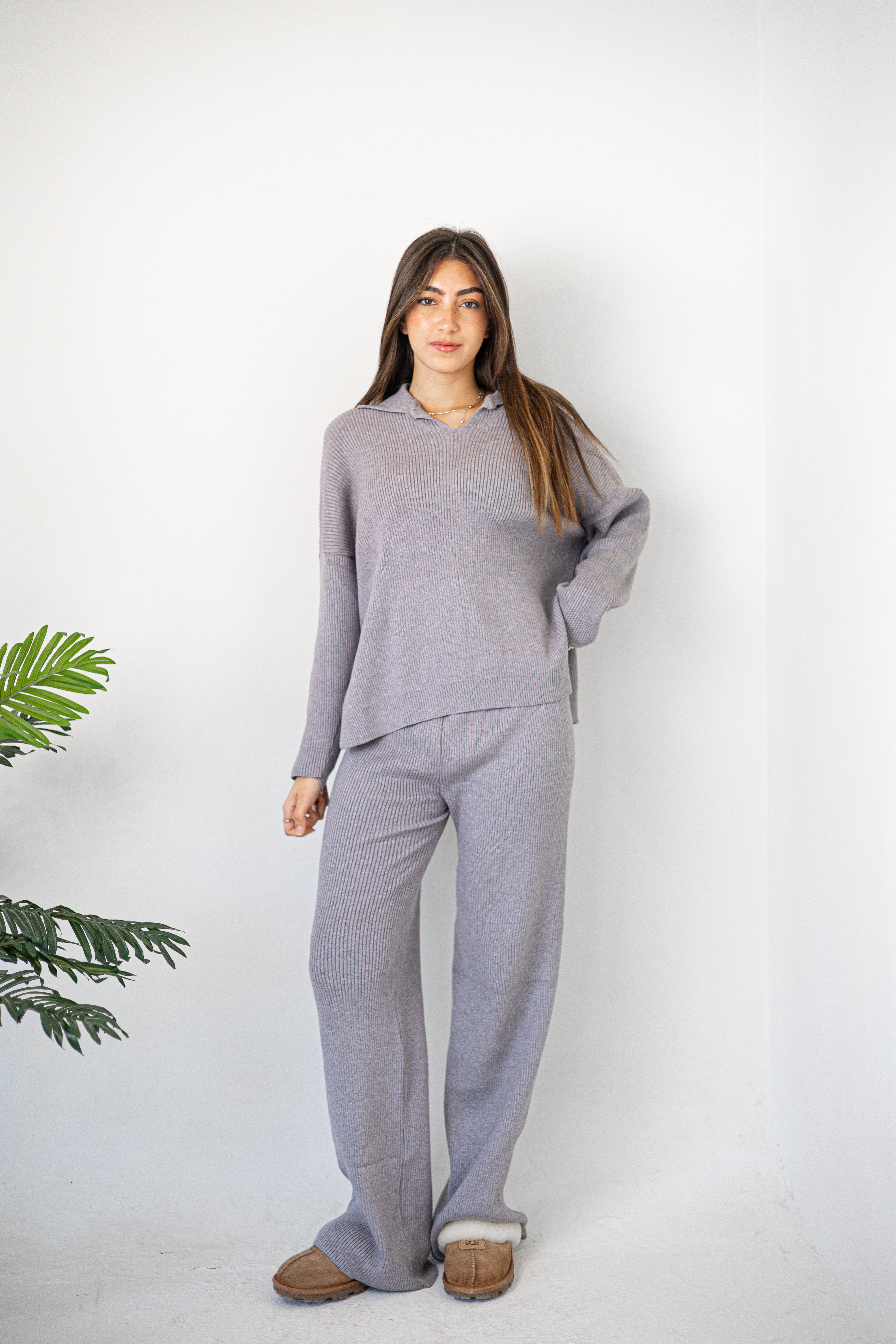Pearl Grey Knitted 2 Piece Set