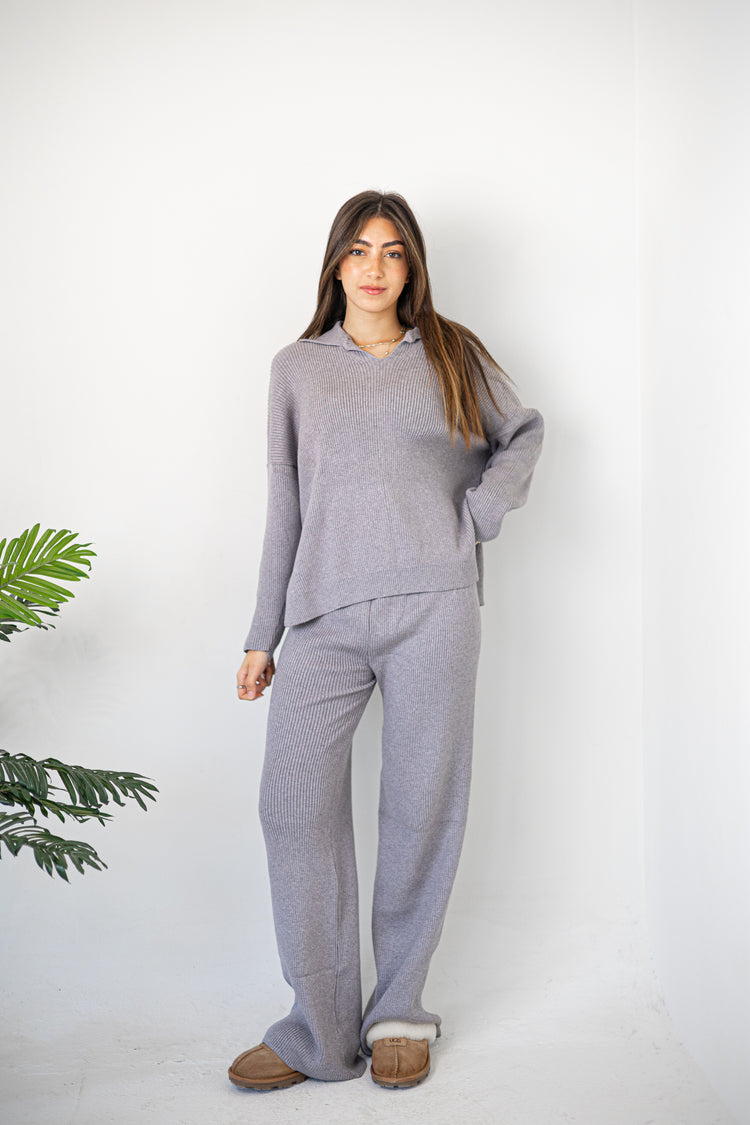 Pearl Grey Knitted 2 Piece Set