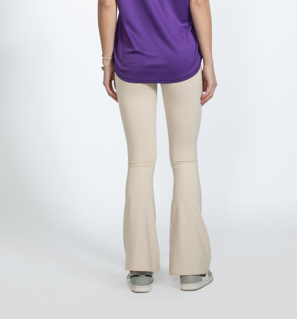 Cream Beige Criss Cross Yoga Pants