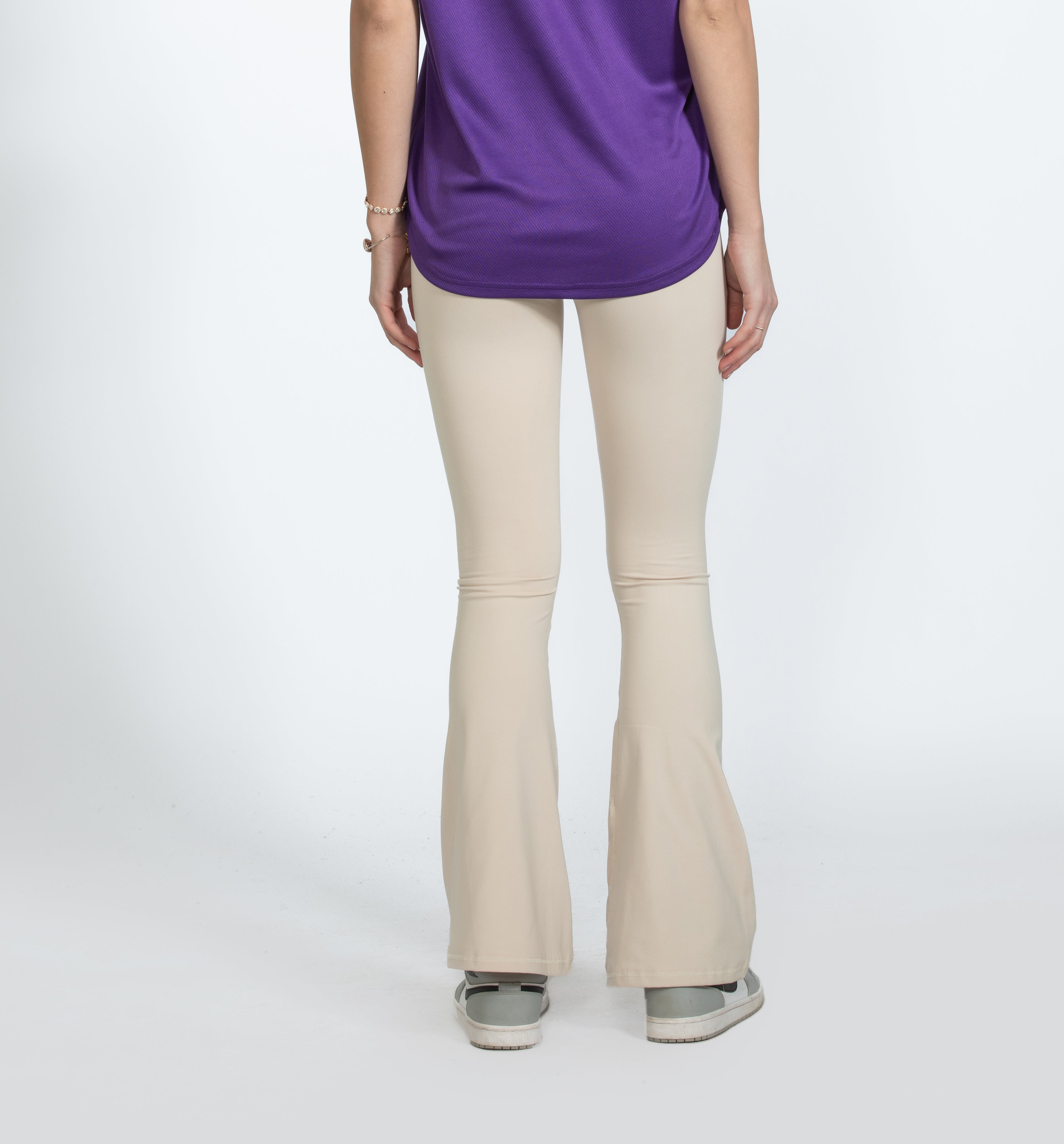 Cream Beige Criss Cross Yoga Pants