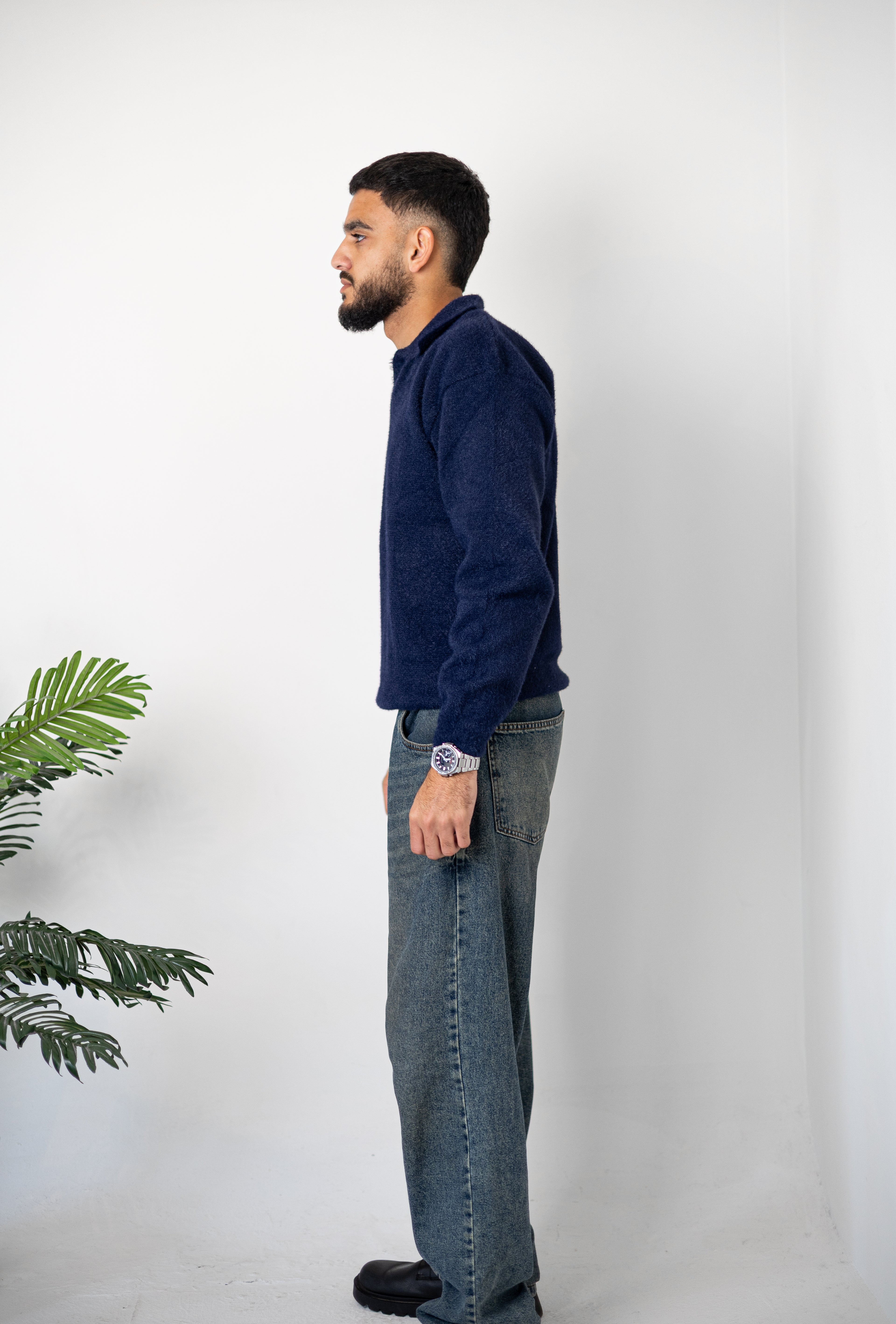 Navy Blue Mohair Polo