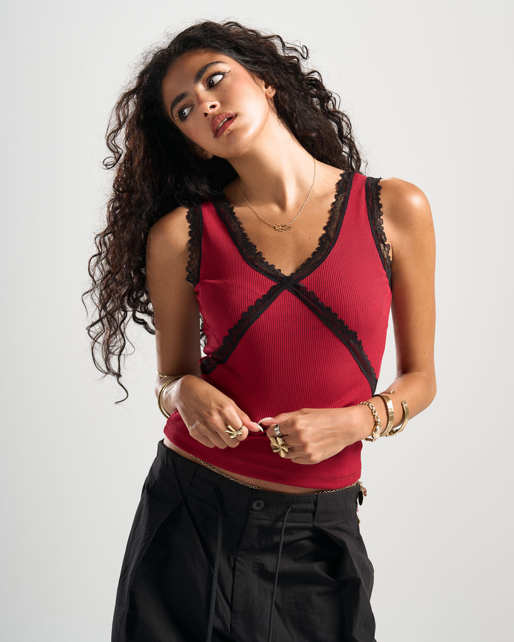 Red Celestial Lace Top