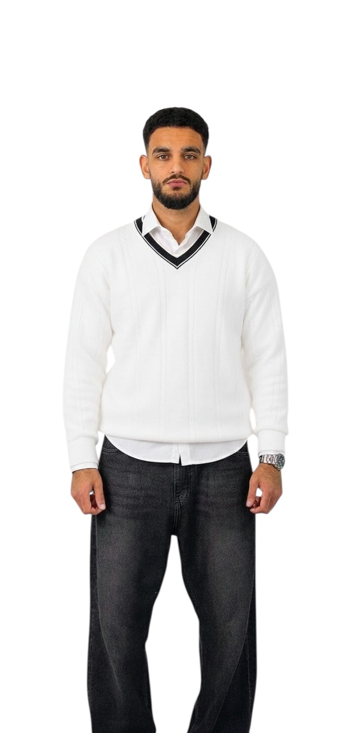 White Braided Sweater