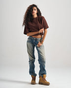Brown Signature Cropped Tshirt