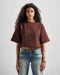 Brown Signature Cropped Tshirt