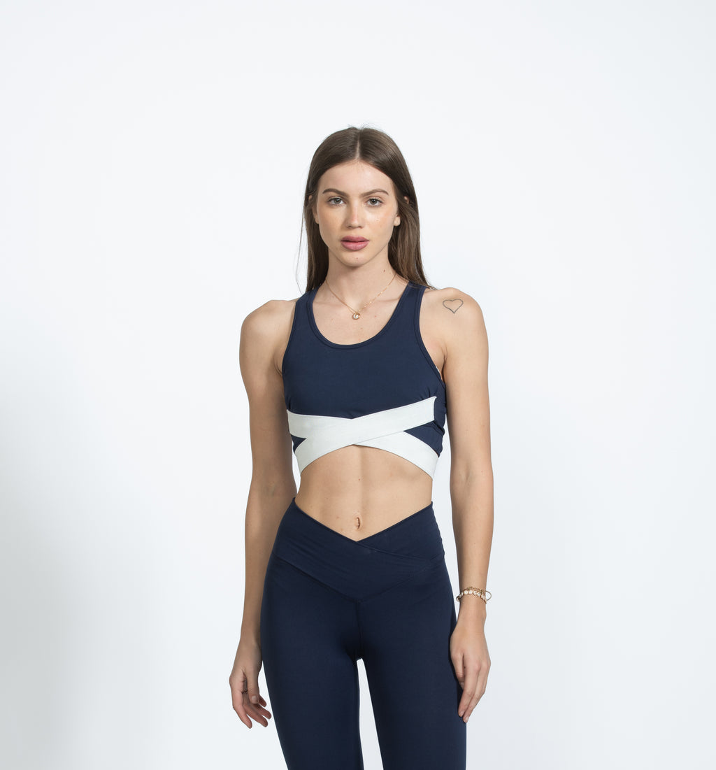 Navy Blue CoreX Wrap Sports Bra