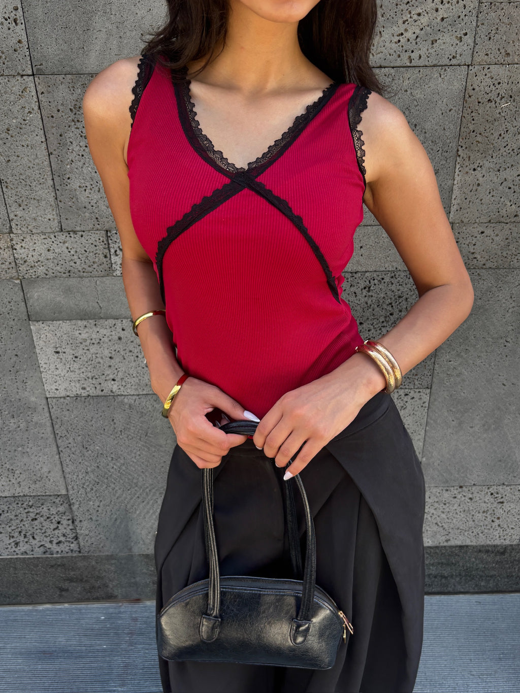 Red Celestial Lace Top