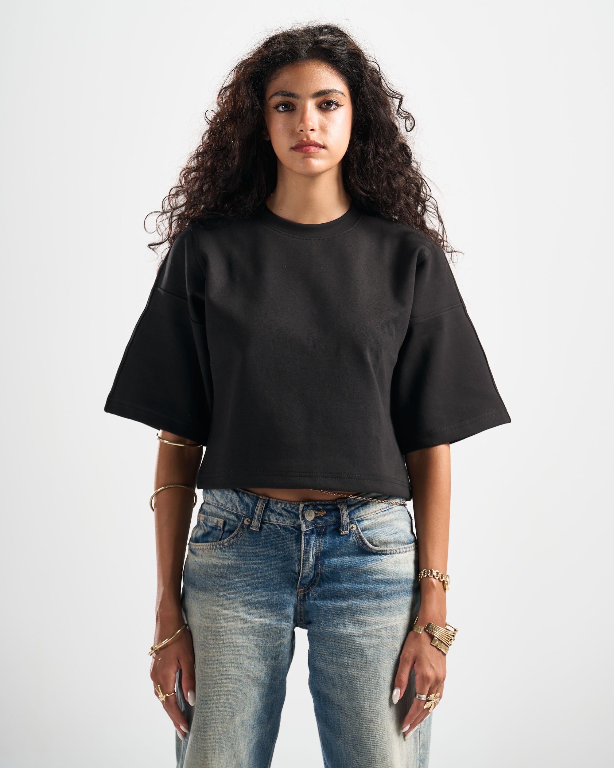 Black Signature Cropped Tshirt