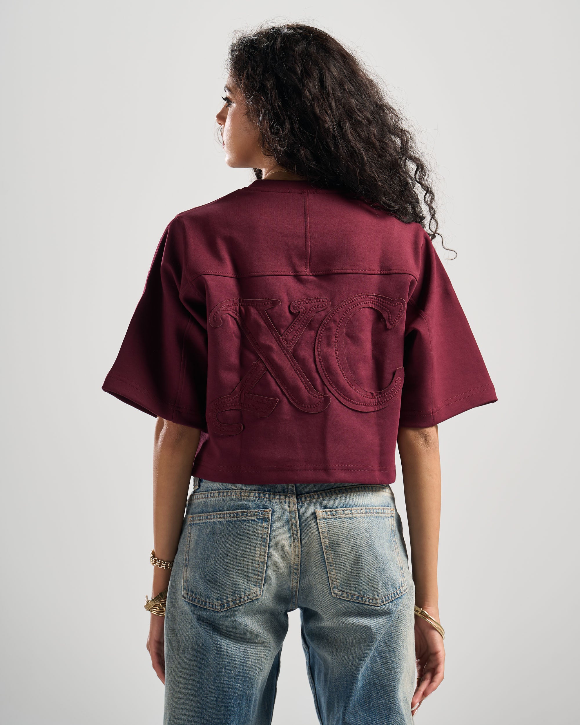 Burgundy Signature Cropped Tshirt