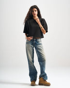 Black Signature Cropped Tshirt