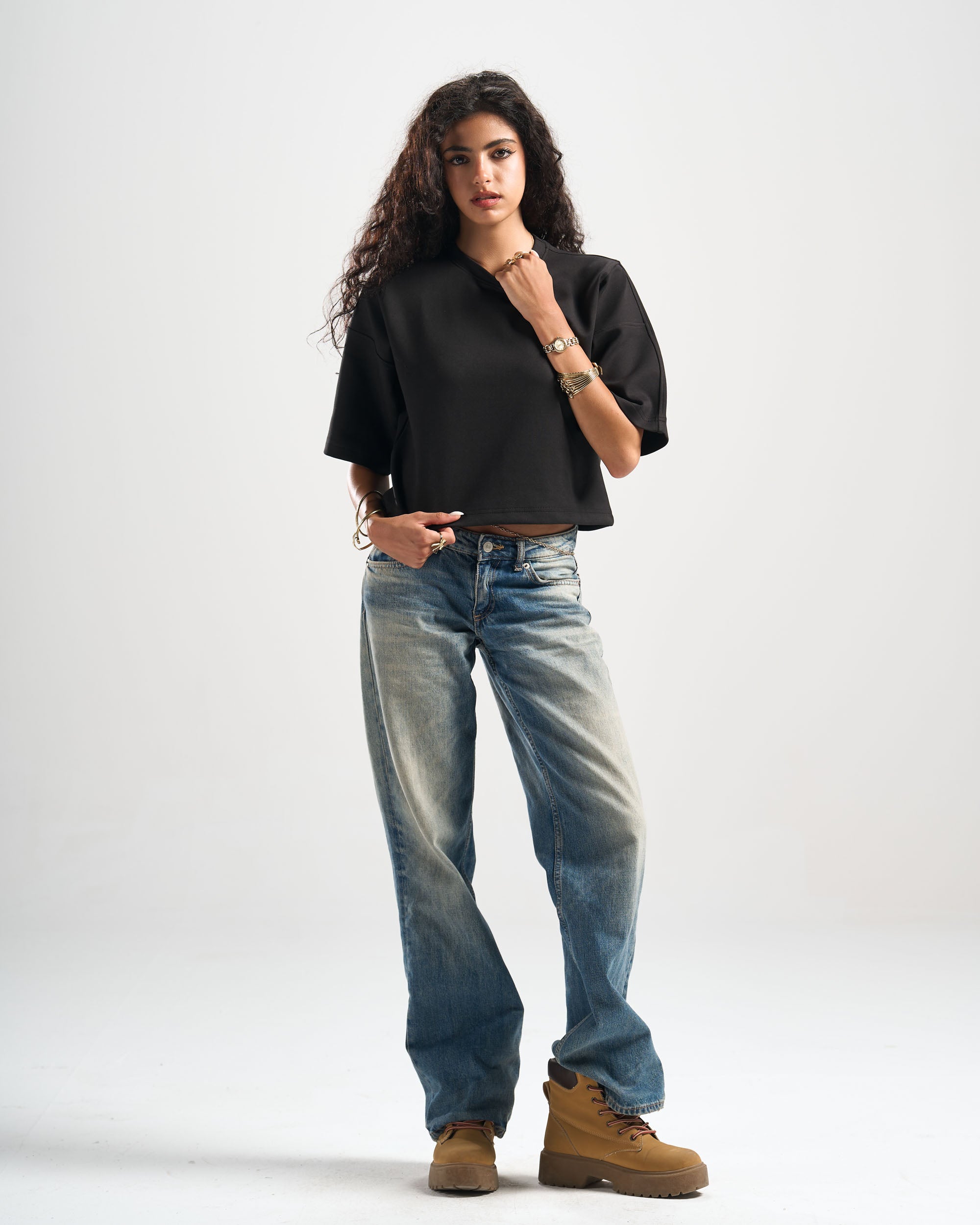 Black Signature Cropped Tshirt