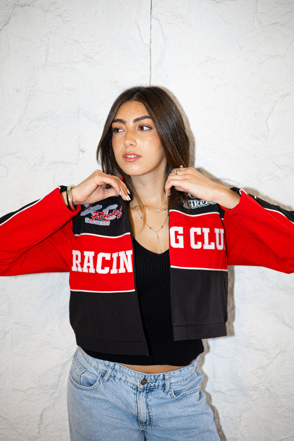 CROPPED RED RACE JACKET