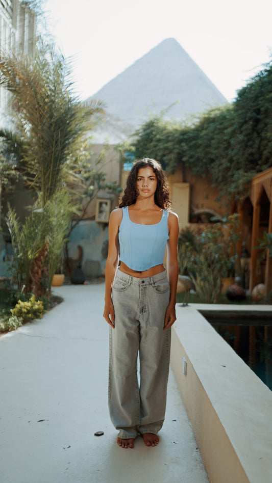 BABY BLUE SCULPT CORSET TOP